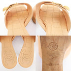 Chanel Sandals Mule Wood Button Coco Mark Pink Beige Size 35.5 — view 6