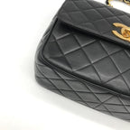 Chanel Quilted Big CC Logo Chain Shoulder Bag Black — view 4