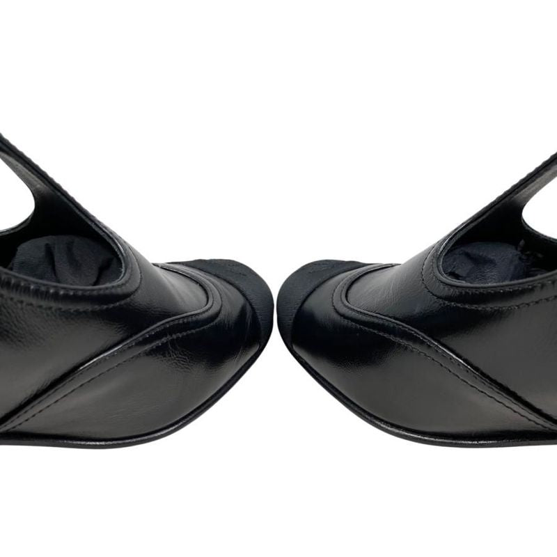 Chanel Heel Pumps Mary Jane 37 1 2 Size Leather Coco Mark Black — view 7