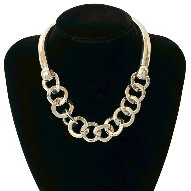 Hermes Vintage Silver 925 Necklace Choker Pendant Accessory 29350 — view 3