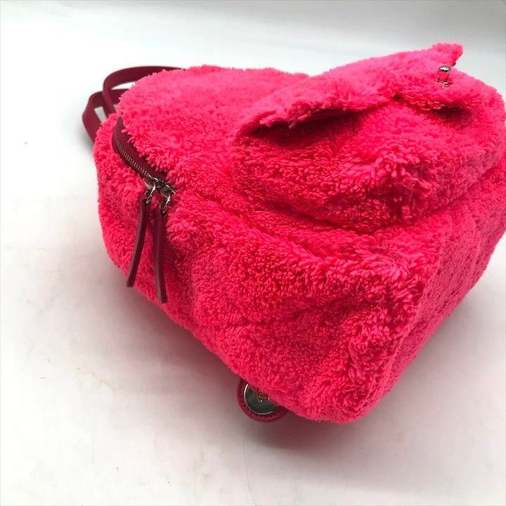 Chanel CC Logo Turnlock Quilted Pile Mini Chain Pack Backpack Pink — view 5