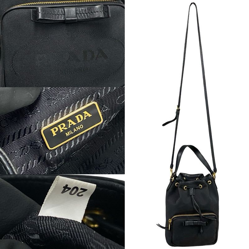 Prada Duet Logo Leather Canvas 2-Way Mini Shoulder Bag Handbag — view 4
