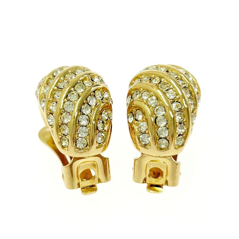 Christian Dior GP Rhinestone Earrings Gold — view 5