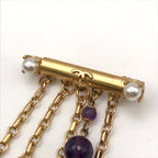 Chanel CC Logo Lion Motif Color Stone Taiga Eye Brooch Gold — view 4