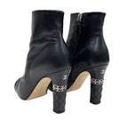 Chanel Boots Short Shoes Leather Patent Black Silver Coco Mark Chain — view 4