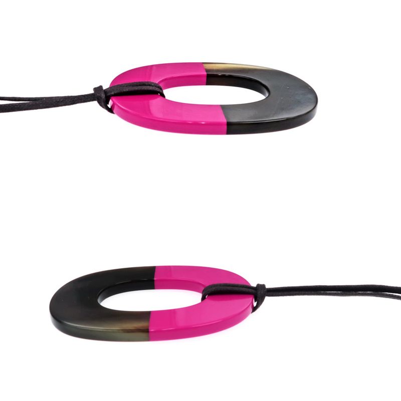 Hermes Necklace Ismu GM Lacquer-buffalo-horn Pink Brown Pendant — view 4