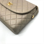 Chanel CC Logo Quilted Turnlock Lambskin Shoulder Bag Gray — view 6