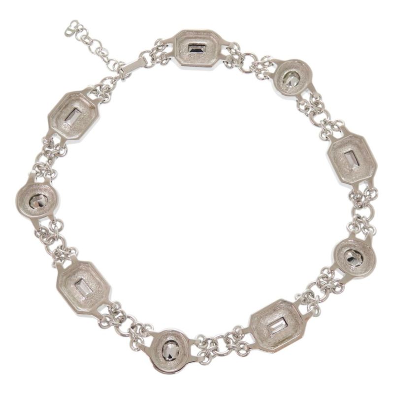 Christian Dior Vintage Metal Stone Silver Necklace Earrings 0757 — view 5