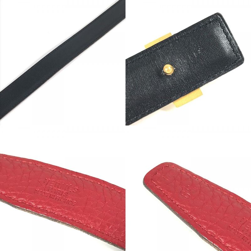 Hermes Belt H Constance Leather Red And Black — view 9