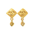 Chanel Vintage Coco Mark Metal Gold Earrings 0267
