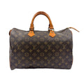 Louis Vuitton Speedy 35 Monogram Leather Brown Handbag Gold