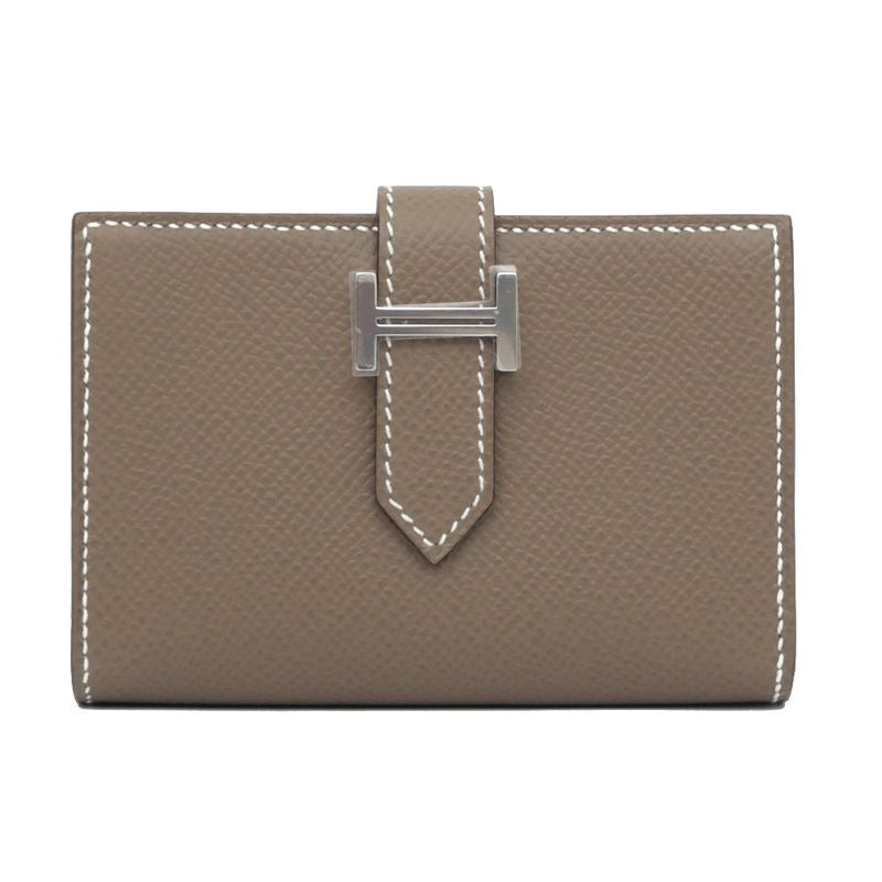 Hermes Bearn Card Case Etoupe Silver Hardware Veau Epsom — view 2