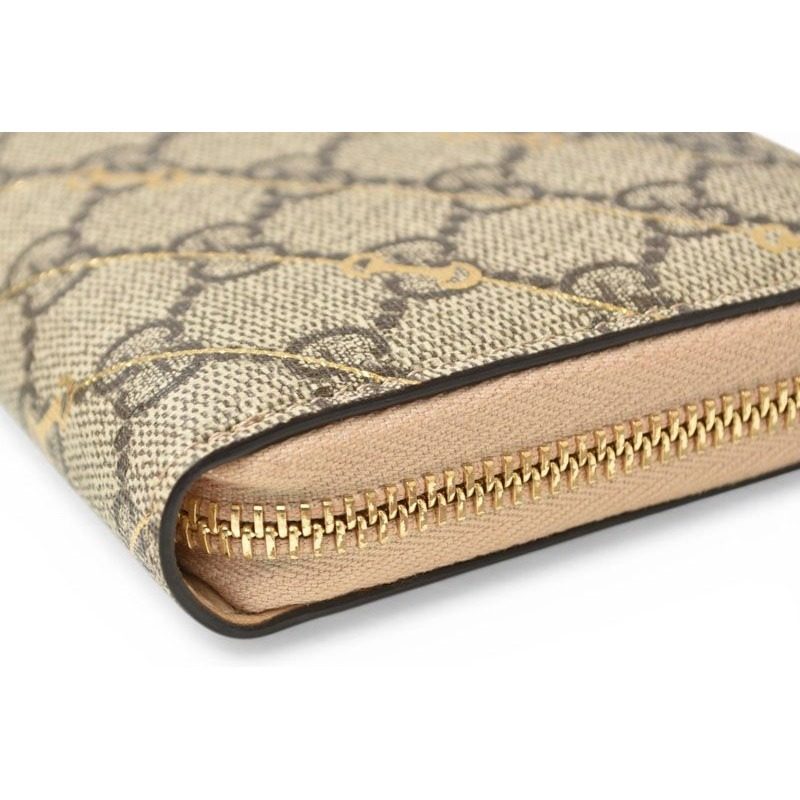 Gucci Wallet Zip Around GG Supreme Horsebit Print Brown Beige — view 4