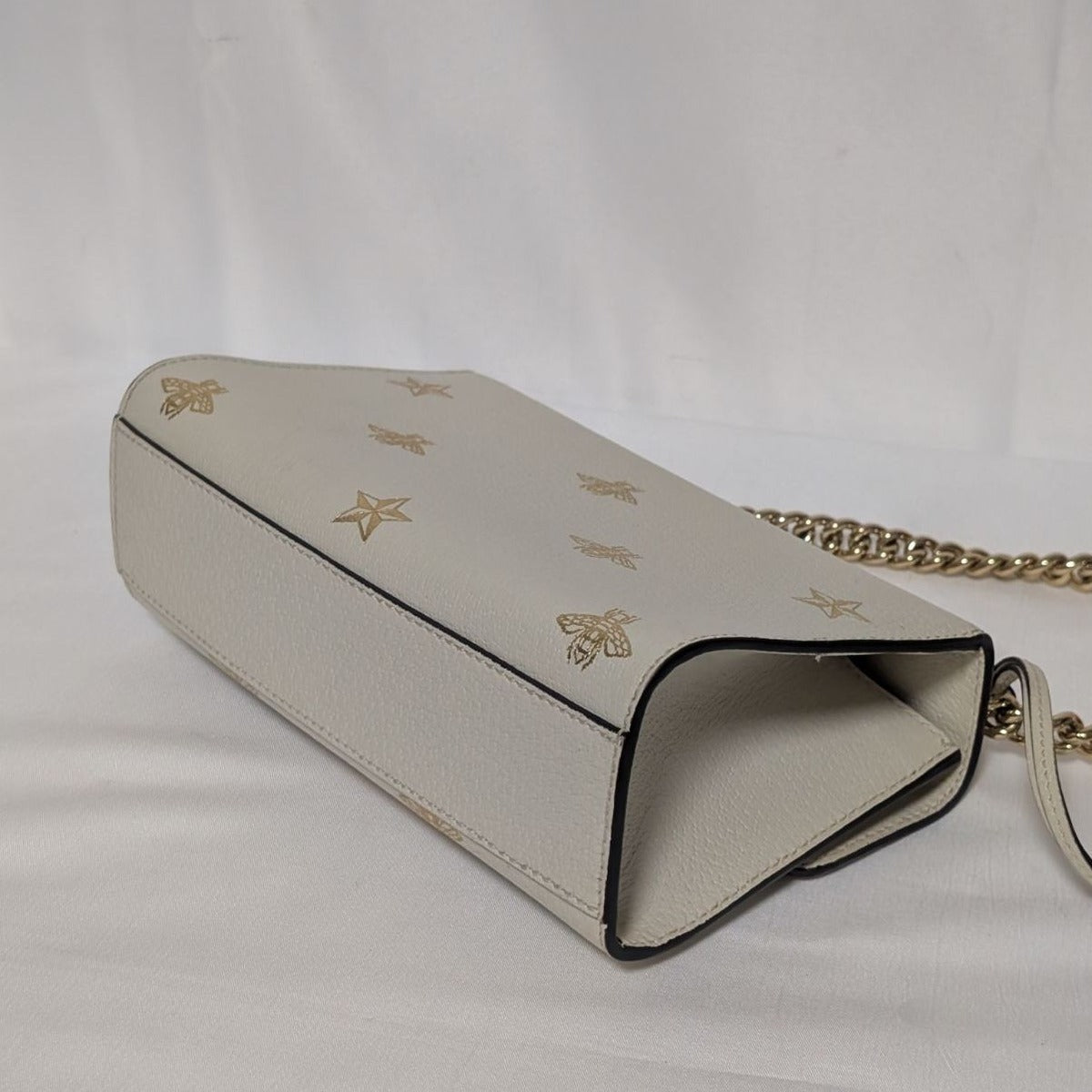Gucci Leather Bi Star White Padlock Chain Shoulder Bag — view 3