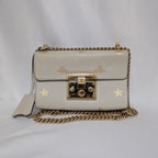 Gucci Leather Bi Star White Padlock Chain Shoulder Bag