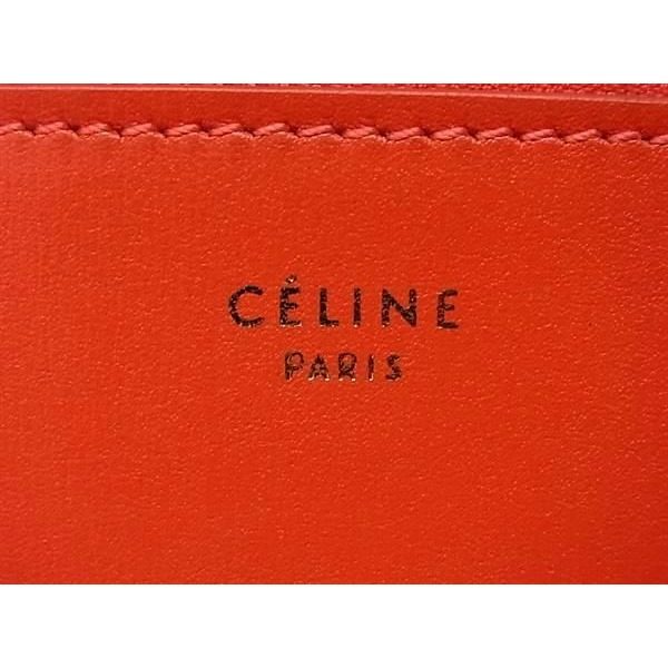 Celine Leather L-shaped Zipper Coin Purse Orange — view 4