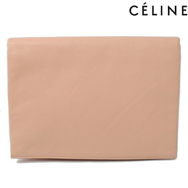 Celine Clutch Pouch Bag Lambskin Soft TRIO Pink Beige