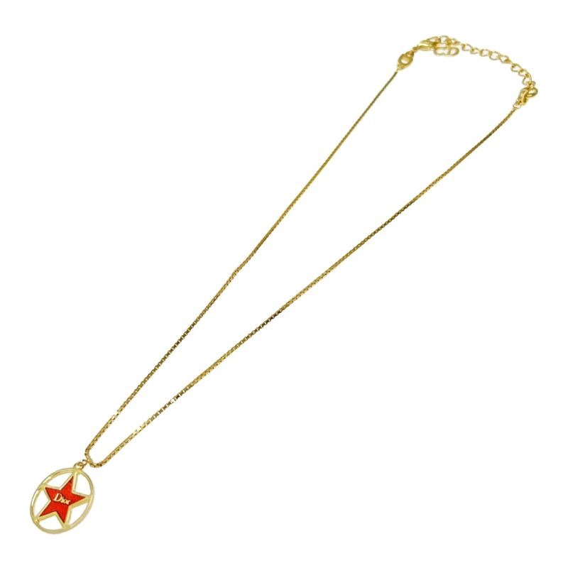 Christian Dior GP Logo Star Necklace Gold Red — view 2