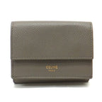 Celine Small Trifold Wallet Leather Gray Gold