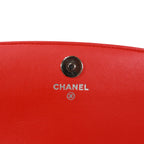 Chanel CC Logo Enamel Leather Red Chain Shoulder Bag Silver — view 9