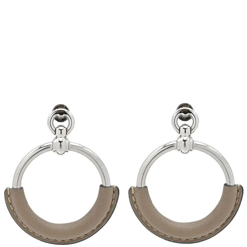 Hermes Earrings Loop Grand Vorsluyft Metal Glaze Etoupe