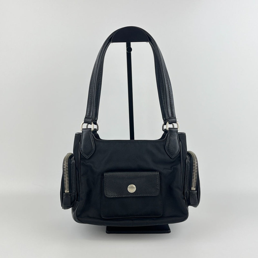 Prada Shoulder Bag Black Nylon Leather Vintage — view 3