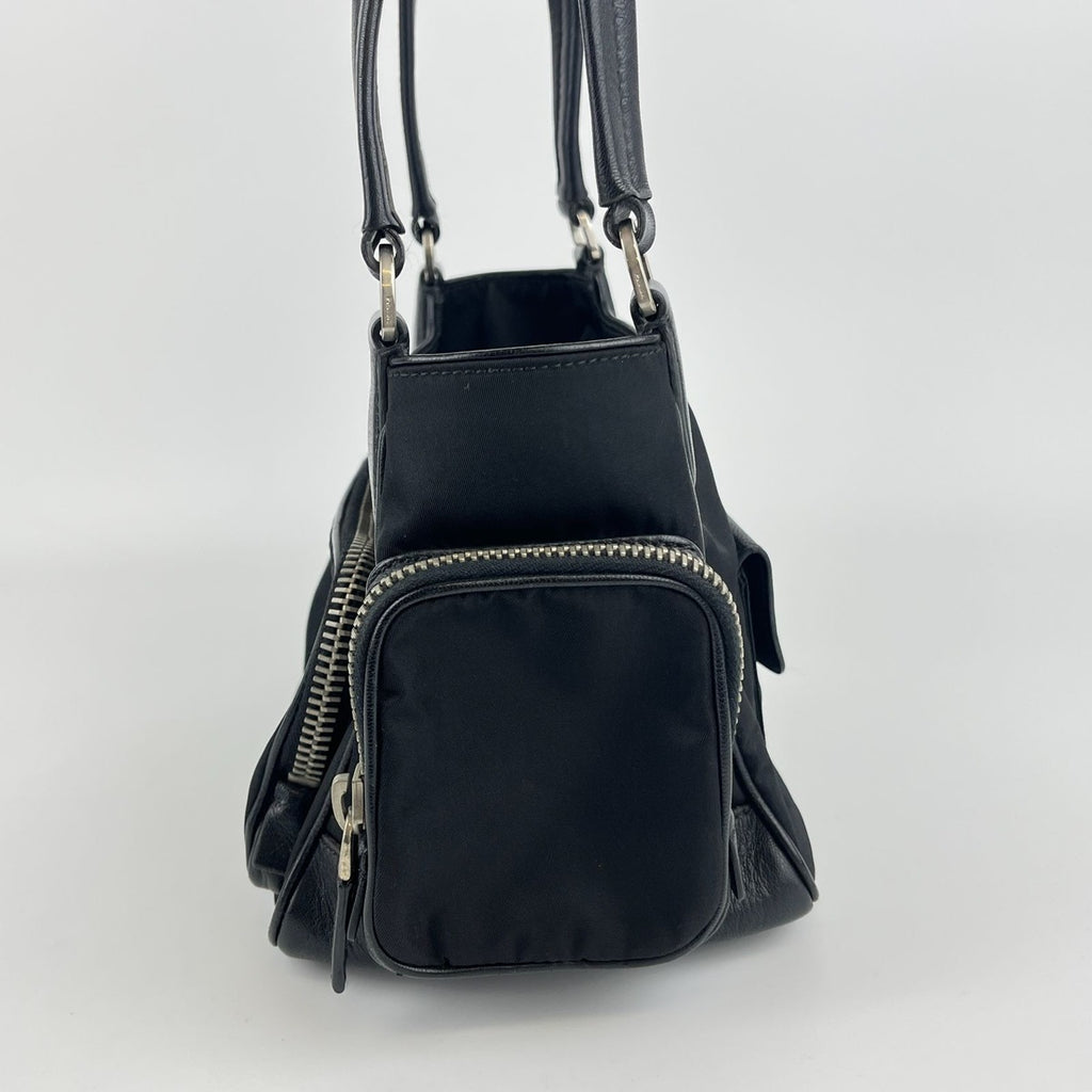 Prada Shoulder Bag Black Nylon Leather Vintage — view 4