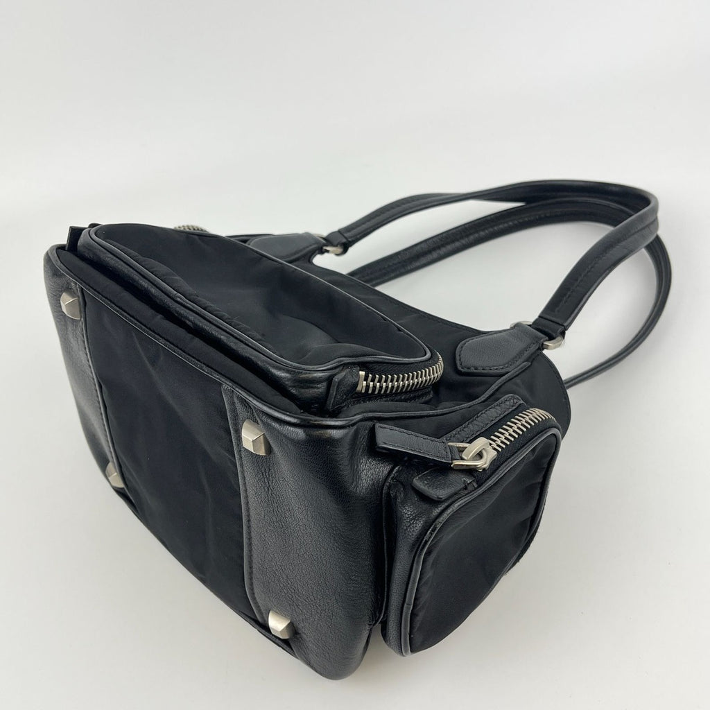 Prada Shoulder Bag Black Nylon Leather Vintage — view 8