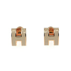 Hermes Earrings Pop Mini Pair Brown Marron Glace Grey Rose Gold