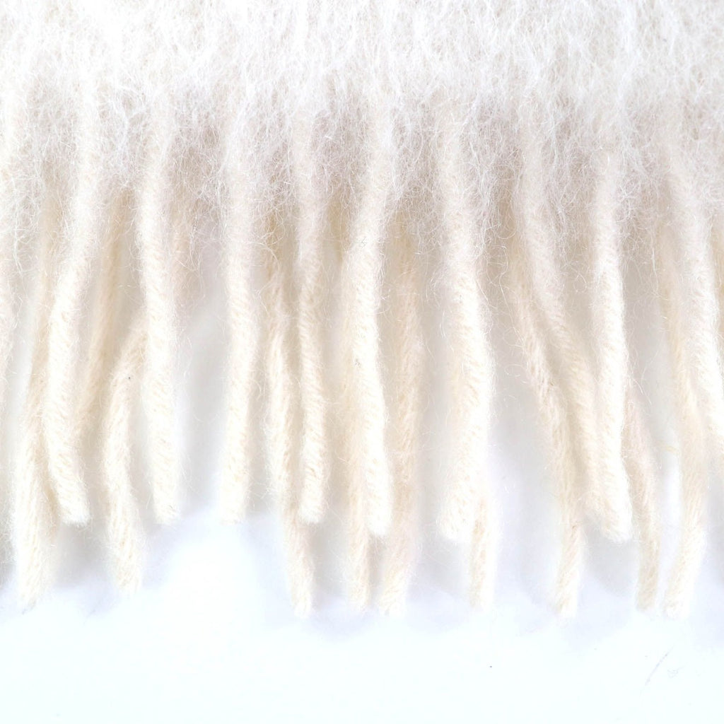 Loewe Mohair Wool Blend Anagram Leather Patch Fringe Scarf Ivory — view 4