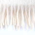 Loewe Mohair Wool Blend Anagram Leather Patch Fringe Scarf Ivory — view 4