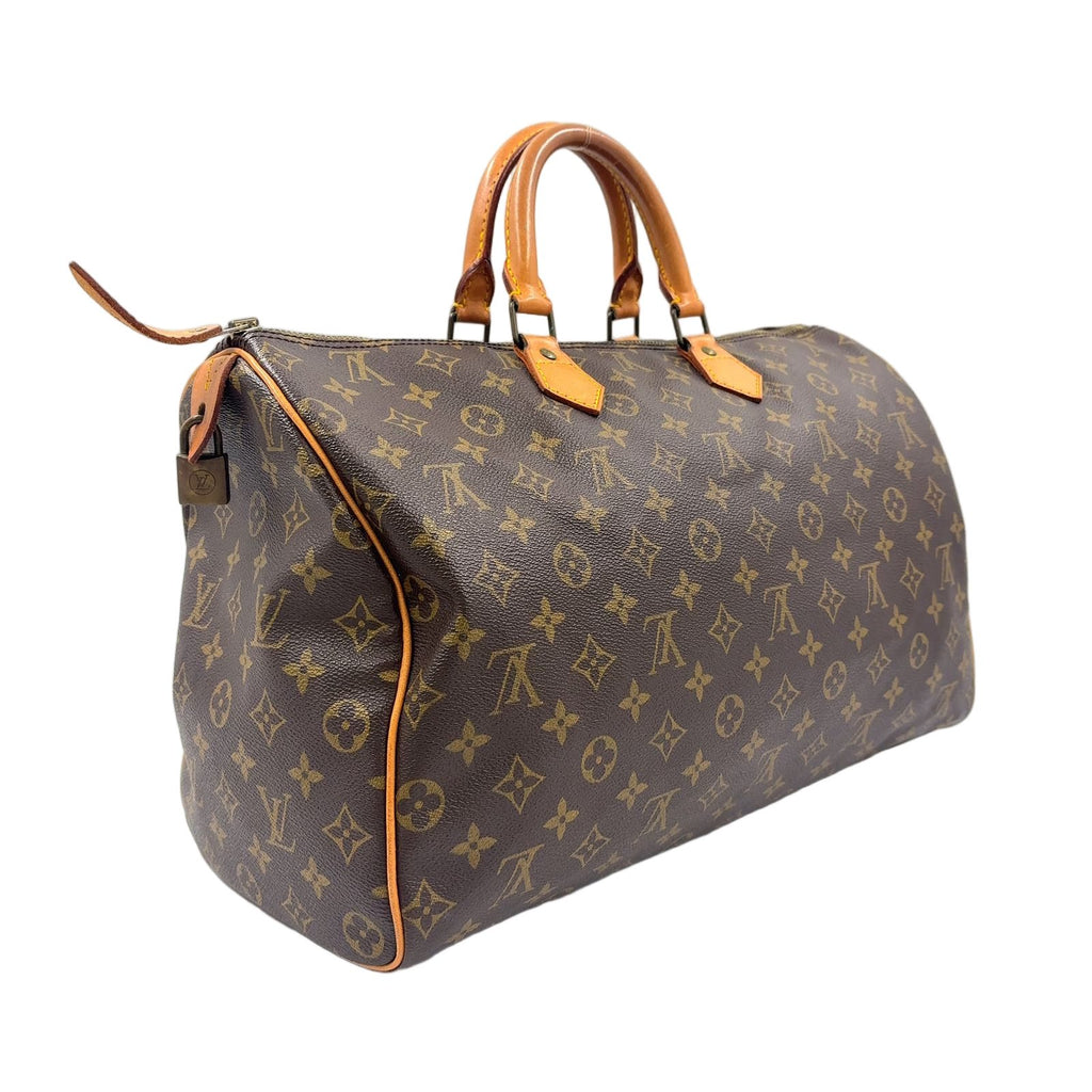 Louis Vuitton Speedy 40 Monogram Leather Brown Light Handbag Gold — view 2