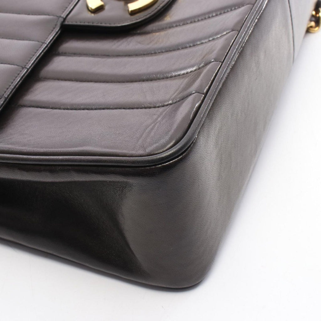 Chanel Shoulder Bag Mademoiselle Big CC Logo Single Flap Black Lambskin — view 8