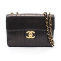 Chanel Shoulder Bag Mademoiselle Big CC Logo Single Flap Black Lambskin