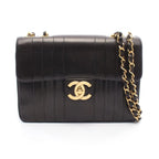 Chanel Shoulder Bag Mademoiselle Big CC Logo Single Flap Black Lambskin