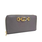 Gucci Wallet Zumi Gray Leather Zip Around