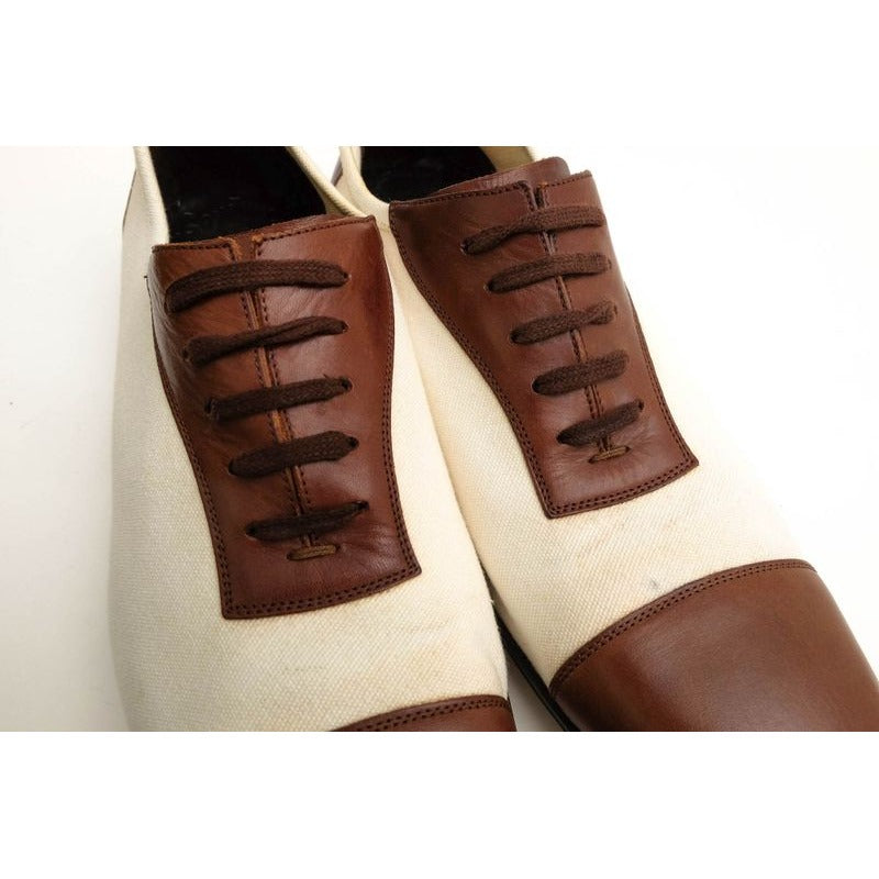 Gucci Shoes Business Men Cotton Canvas Leather Off White — view 6