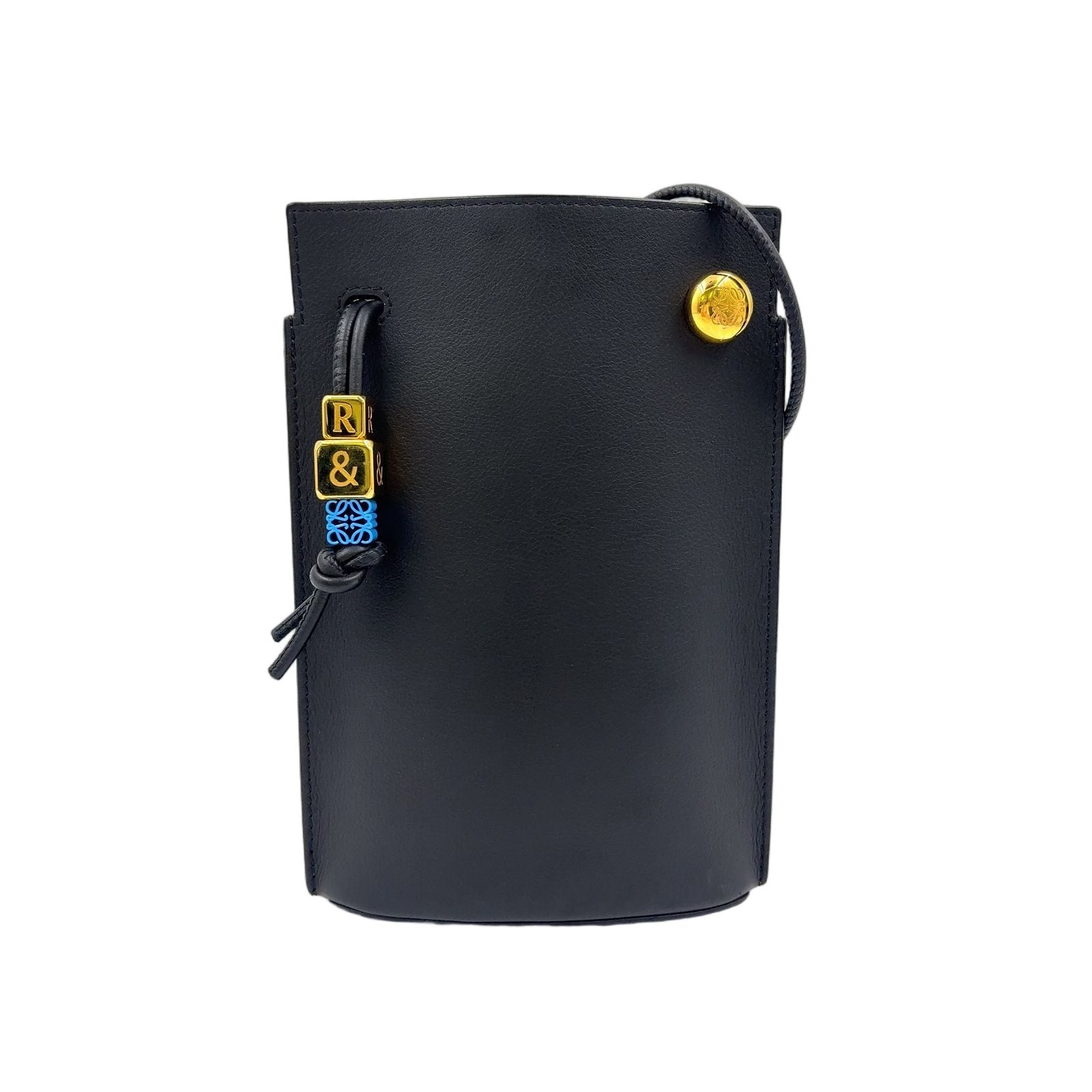 Loewe Dice Pocket with Customization Leather Black Shoulder Bag Gold