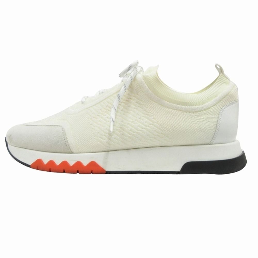 Hermes Addict Knit Sneakers Shoes Low Cut 43 White Orange