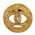 Chanel CC Logo Circle Gold Plated Brooch 28