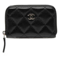 Chanel CC Logo Quilted Classic Zip Coin Purse Black Caviar Leather