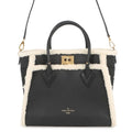 Louis Vuitton Handbag Shearling Calf Leather on My Side MM 2-Way Black