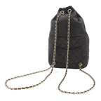 Chanel Backpack Quilted Chain Drawstring Black Gold Lambskin — view 2