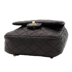 Chanel Backpack Quilted Chain Drawstring Black Gold Lambskin — view 3
