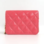 Chanel Quilted Chain Pochette Salmon Pink Cd0204 Gold Hardware Cuff — view 3