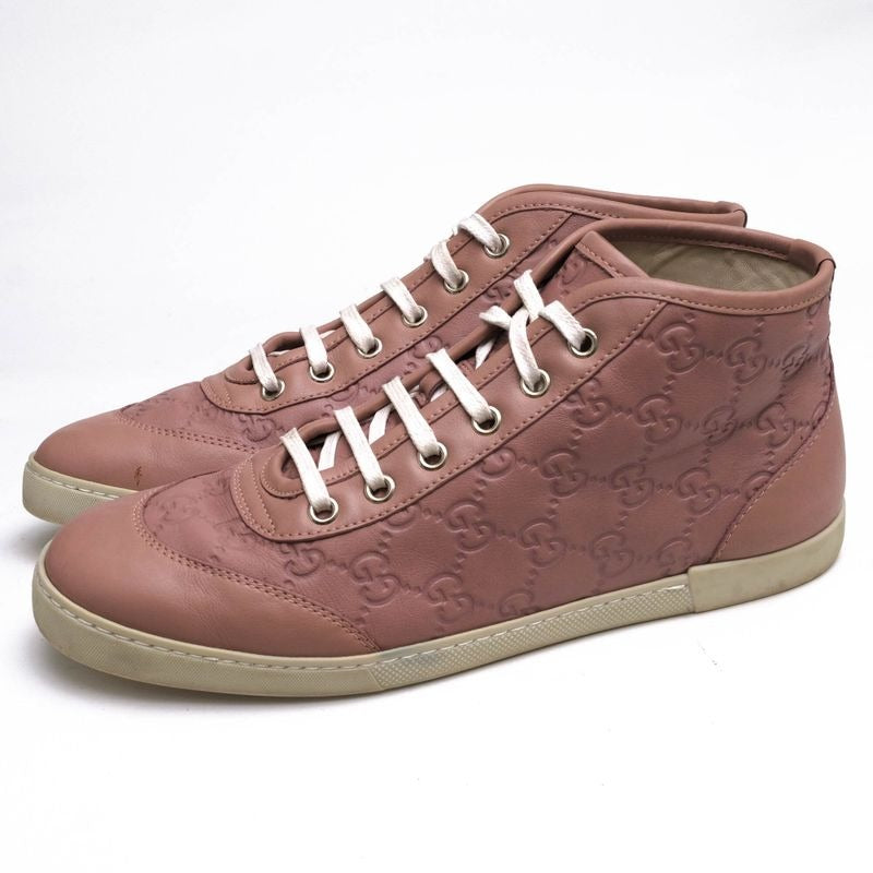 Gucci Shoes Sneakers High Cut Women Leather Pink