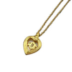 Dior Emblem Logo Heart Color Stone Clear Gold Necklace — view 2