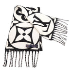 Louis Vuitton Flight Mode Medallion Wool Black White Scarf 1094 — view 3