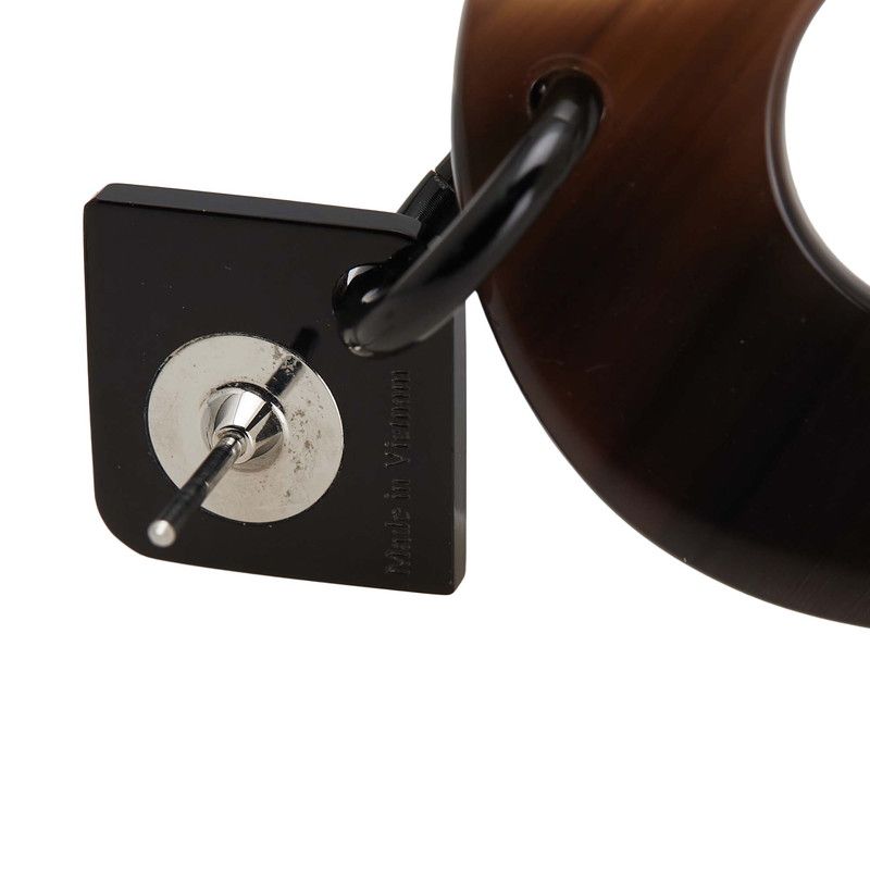 Hermes ISM Stud Brown Pink Silver Hardware Buffalo Horn Metal — view 4
