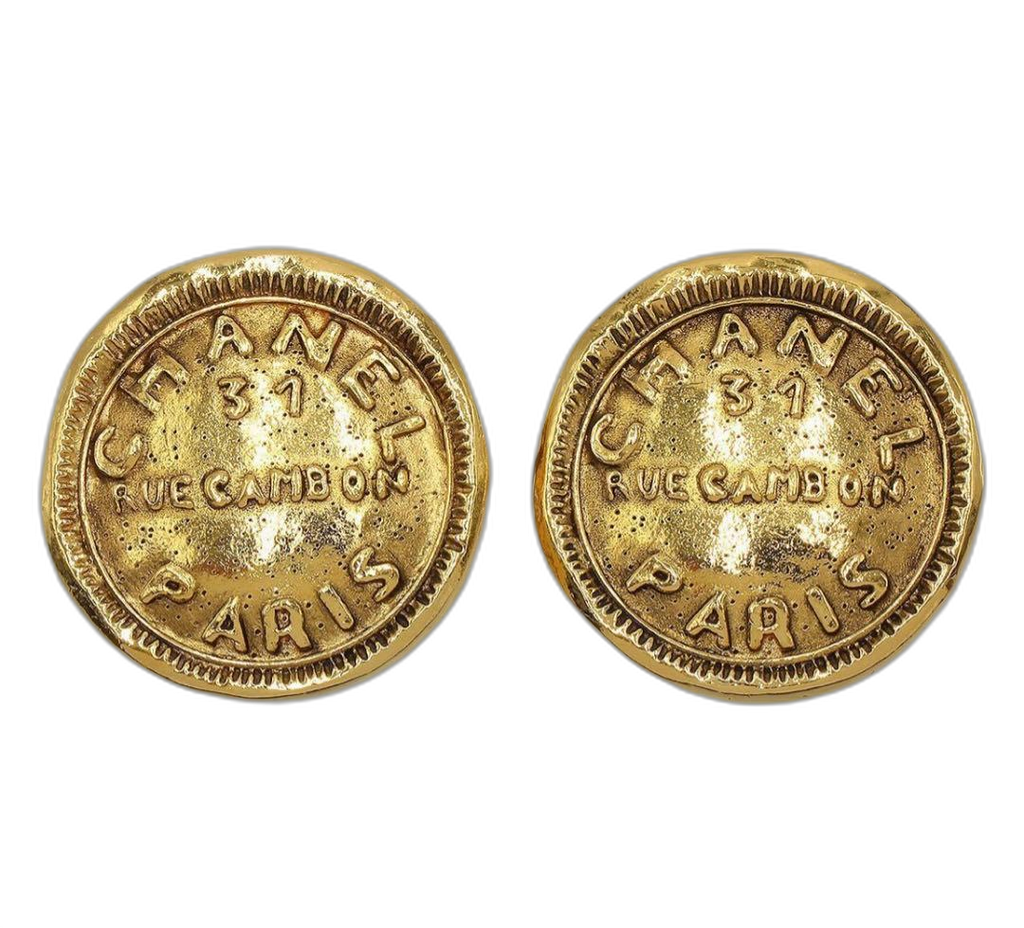 Chanel Logo Round Earrings